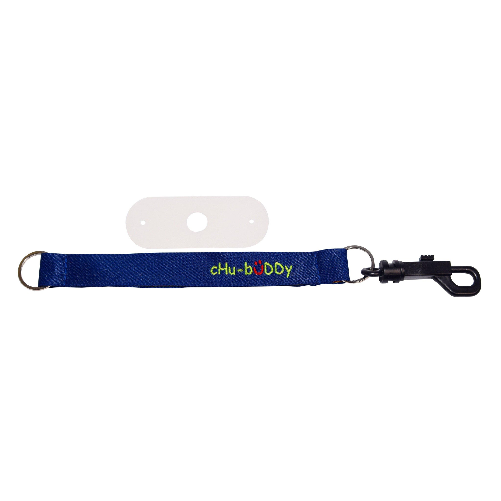 Embroidered Clip-on Chew Holder - Navy and Green with Universal Chew Strap